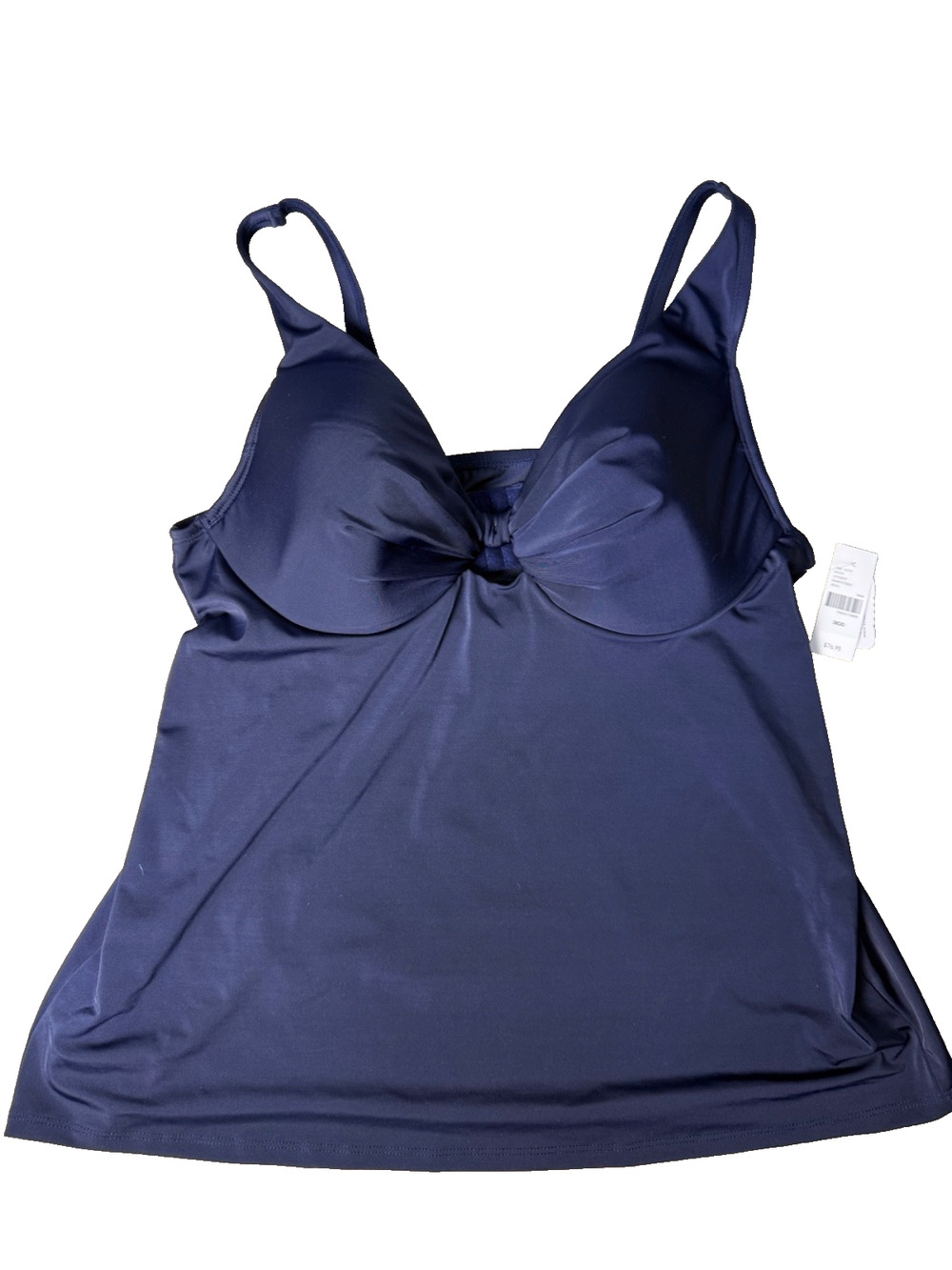 Lane Bryant Navy Blue Tankini Swim Top 38DD Underwire Lightly Lined Plunge NEW
